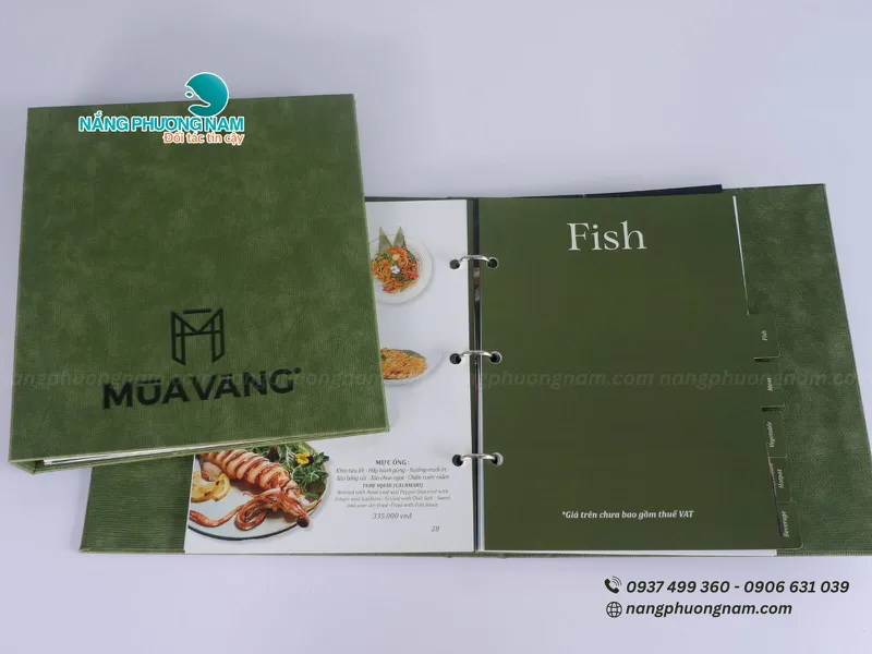 Menu Bìa Da Cao Cấp MÙA VÀNG – Sang Trọng, Bền Đẹp, Khẳng Định Đẳng Cấp Nhà Hàng