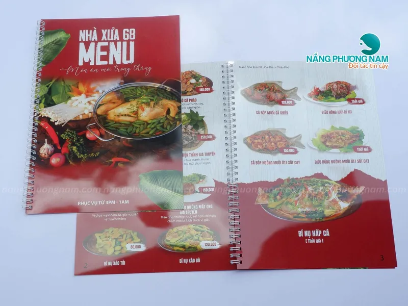 Menu nhựa nhà hàng – Thiết kế lò xo, chống nước, sử dụng lâu dài.
