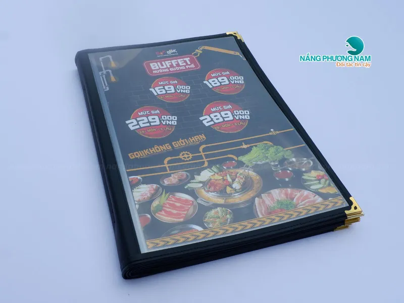 In ấn bìa menu nhựa kiếng trong - Nhà hàng buffet nướng.