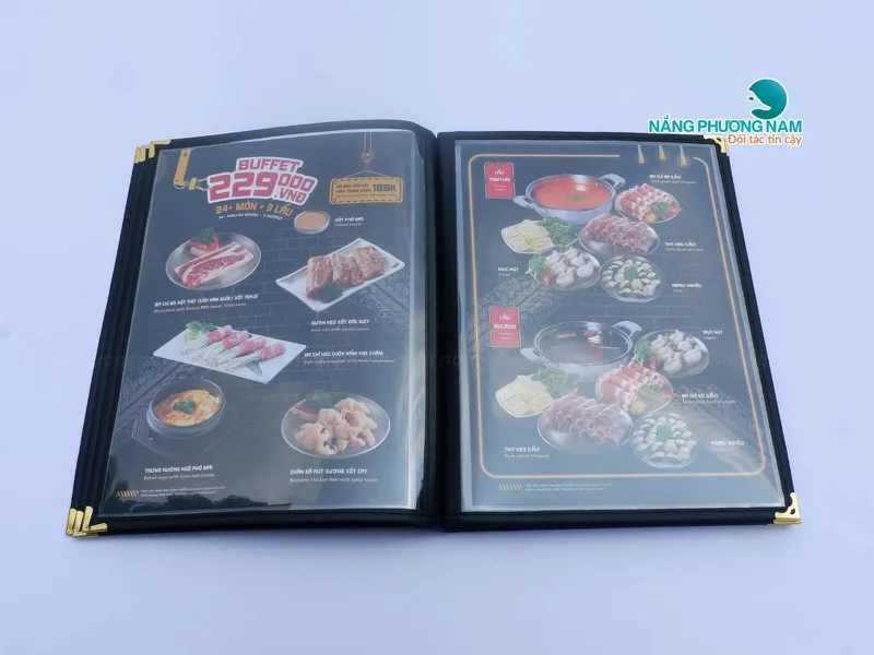 In ấn bìa menu nhựa kiếng trong - Nhà hàng buffet nướng.