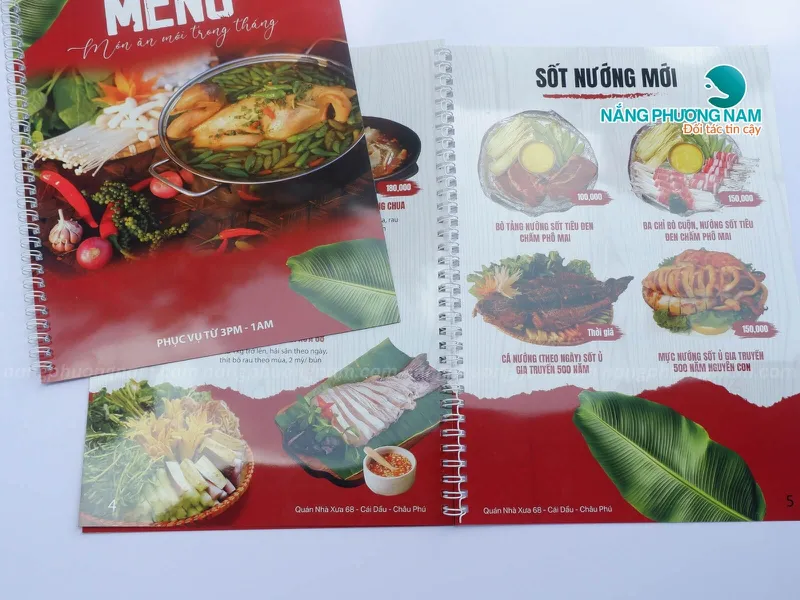 Menu nhựa nhà hàng – Thiết kế lò xo, chống nước, sử dụng lâu dài.