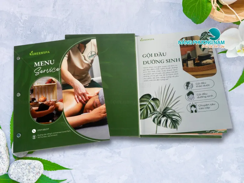 In Menu Dạng Cuốn Cho Ngành Làm Đẹp, Spa, Tiệm Nail – Bền Đẹp, Sang Trọng, Dễ Sử Dụng