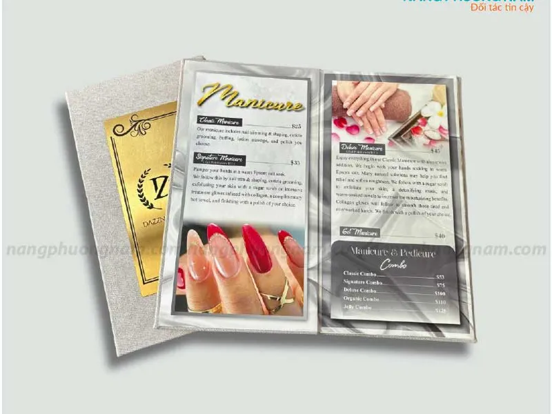 Mẫu thiết kế Menu tiệm nail sang trọng, thịnh hành năm 2025.