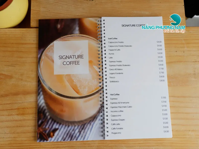 Làm menu quán nước tại Nắng Phương Nam - In bền đẹp, dễ đọc, đúng gu quán