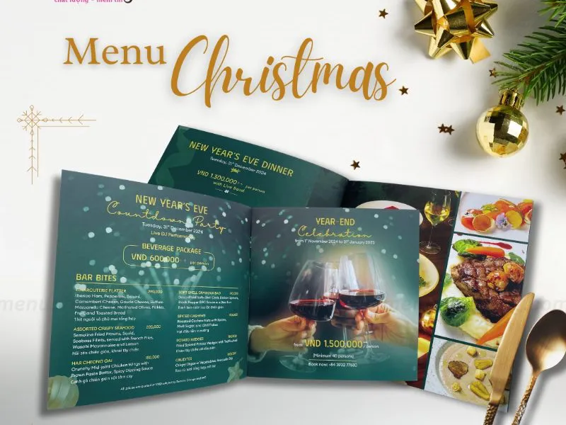 Mẫu in menu giáng sinh cho các nhà hàng quán ăn trong mùa lễ hội