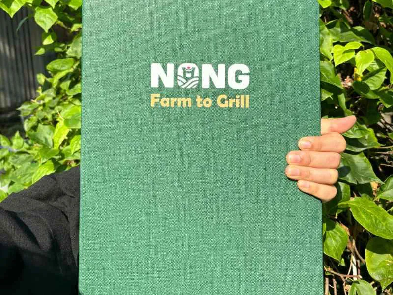 Menu bìa da Nong - Farm to Grill