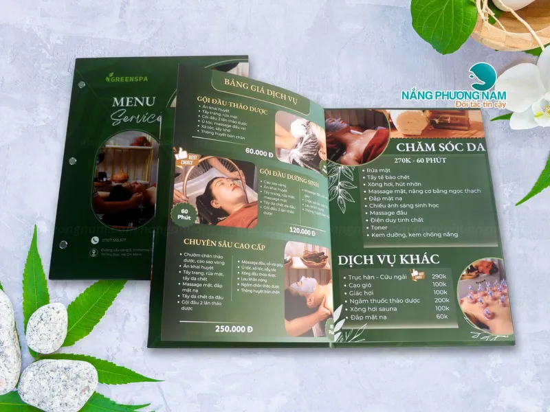 In Menu Dạng Cuốn Cho Ngành Làm Đẹp, Spa, Tiệm Nail – Bền Đẹp, Sang Trọng, Dễ Sử Dụng