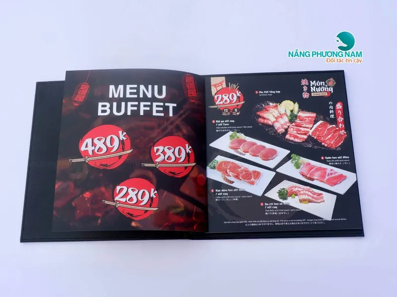 Làm bìa menu cho nhà hàng lẩu nướng – Đẹp, bền, đúng chất.