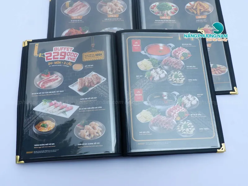In ấn bìa menu nhựa kiếng trong - Nhà hàng buffet nướng.