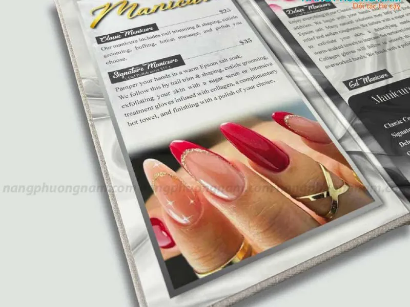 Mẫu thiết kế Menu tiệm nail sang trọng, thịnh hành năm 2025.