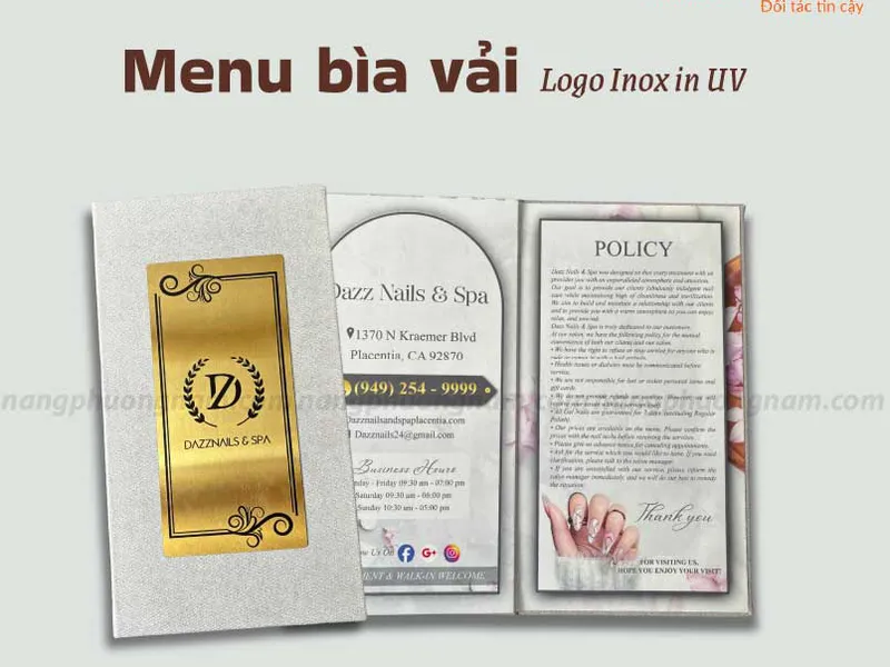 Mẫu thiết kế Menu tiệm nail sang trọng, thịnh hành năm 2025.