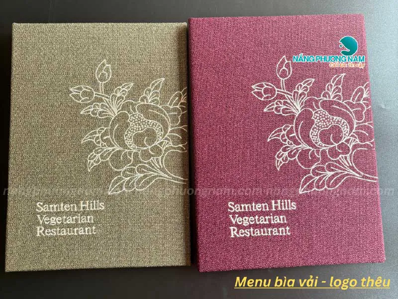 Tổng hợp mẫu bìa menu vải nhà hàng chay Samten Hills.