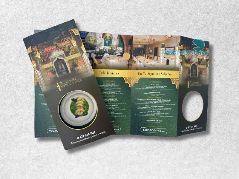 In menu gấp 4 - Menu giấy gấp Lumiere Byblos Villa