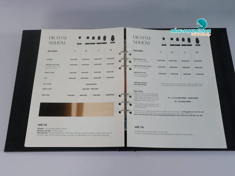Quyển menu A4 bìa da tông đen  – Thiết kế dành riêng cho Salon Tóc.