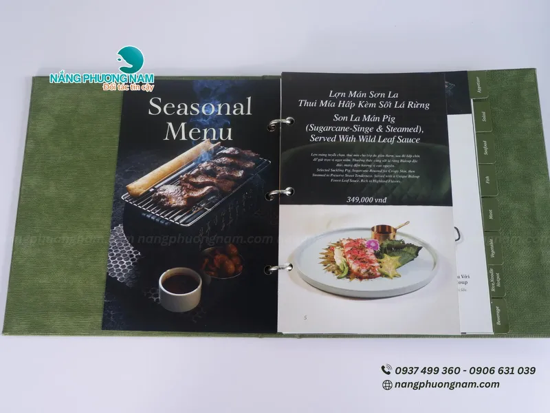 Menu Bìa Da Cao Cấp MÙA VÀNG – Sang Trọng, Bền Đẹp, Khẳng Định Đẳng Cấp Nhà Hàng