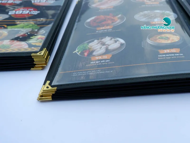 In ấn bìa menu nhựa kiếng trong - Nhà hàng buffet nướng.