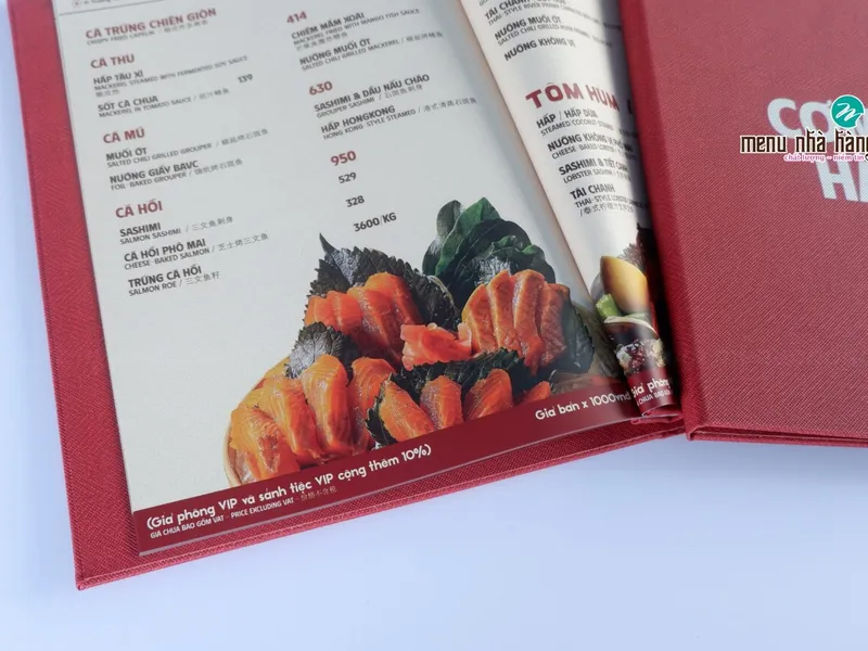 Quyển menu bìa da A4 đẹp, cao cấp, in theo yêu cầu