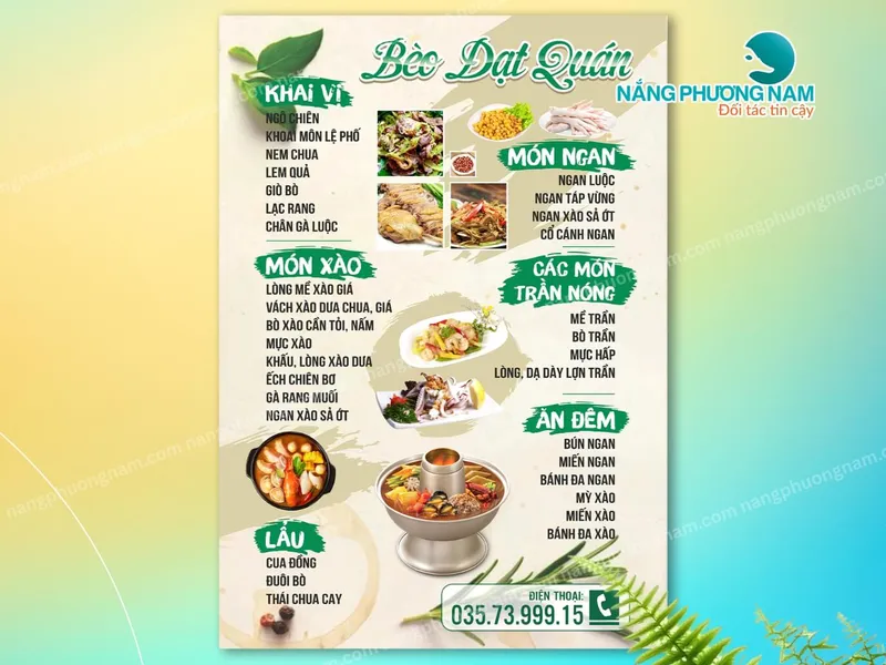 30+ Mẫu Menu Quán Nhậu Hot Nhất – Quán Mới Khai Trương Không Nên Bỏ Qua.