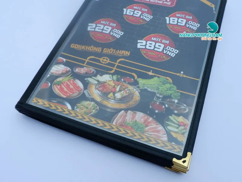 In ấn bìa menu nhựa kiếng trong - Nhà hàng buffet nướng.