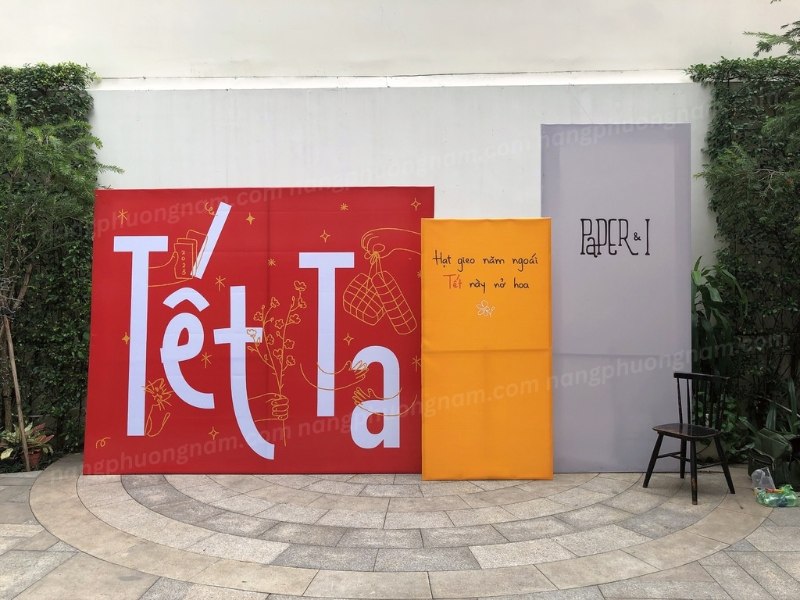 tieu-canh-tet-ta Backdrop trang trí tết ta