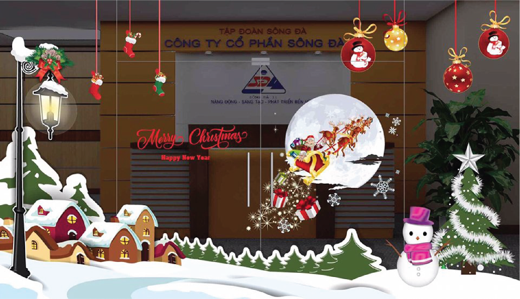 trang trí noel cửa kính trang trí noel cửa kính