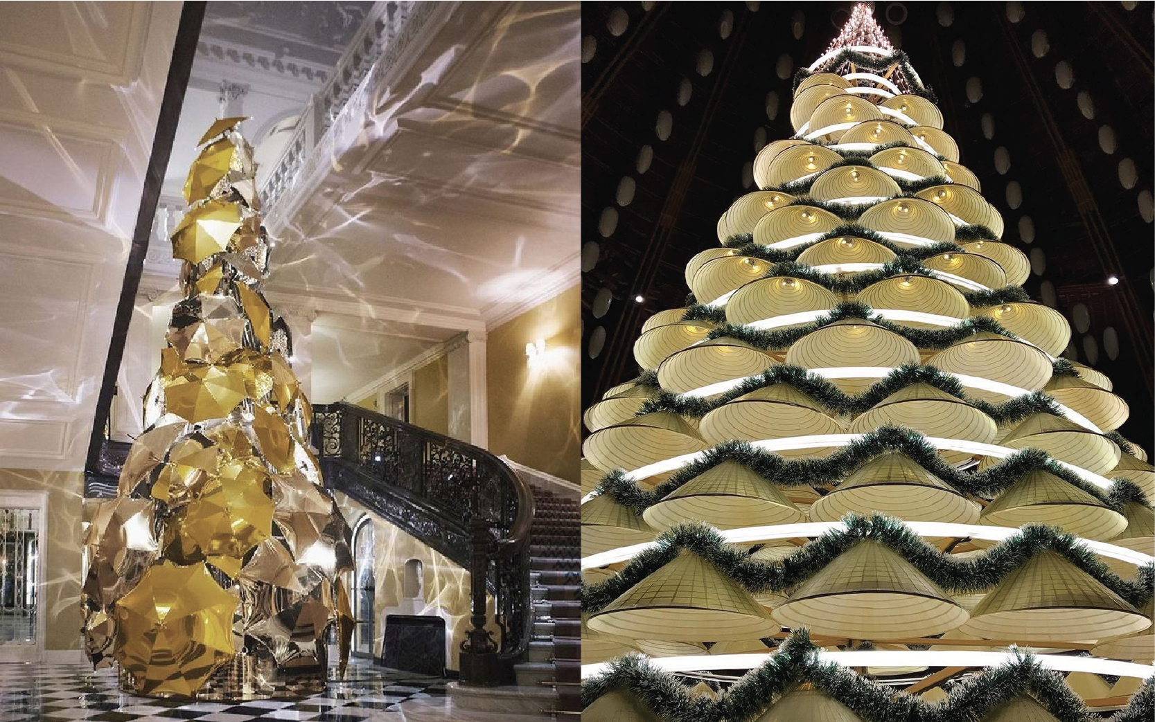 trang trí noel nhà hàng- bằng nón, dù trang trí noel nhà hàng- bằng nón, dù