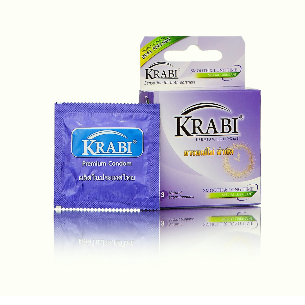 Bao cao su Krabi trơn mỏng và kéo dài thời gian – Smooth & Longtime Krabi Premium Condoms, nhập khẩu Thailand