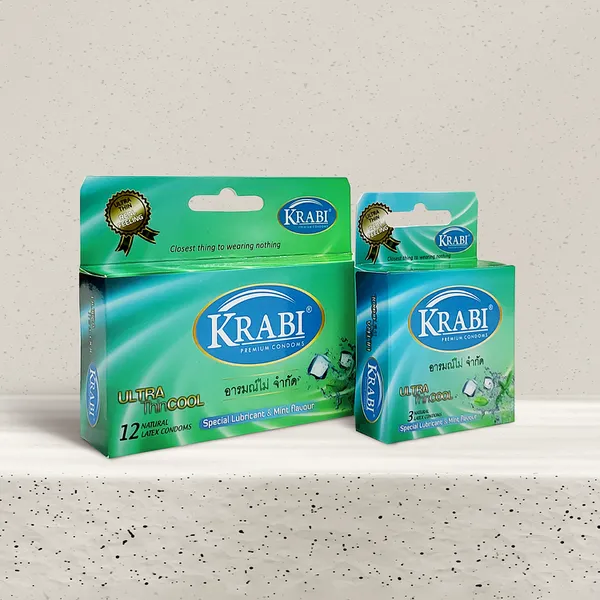 Bao cao su Krabi Siêu mỏng/ Hương bạc hà – Ultrathin Cool Krabi Premium Condoms, nhập khẩu Thailand  Bao cao su Krabi Siêu mỏng/ Hương bạc hà – Ultrathin Cool Krabi Premium Condoms, nhập khẩu Thailand