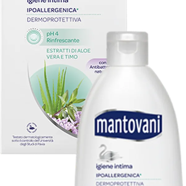 1.	Dung dịch vệ sinh MANTOVANI -REFRESHING PH 4 – chiết xuất từ cây lô hội và cỏ xạ hương