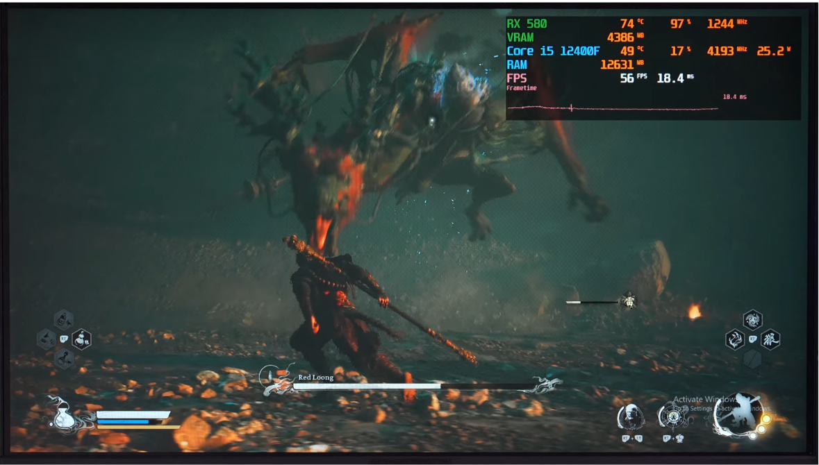 core i5 12400f va rx 580 8g black myth wukong low