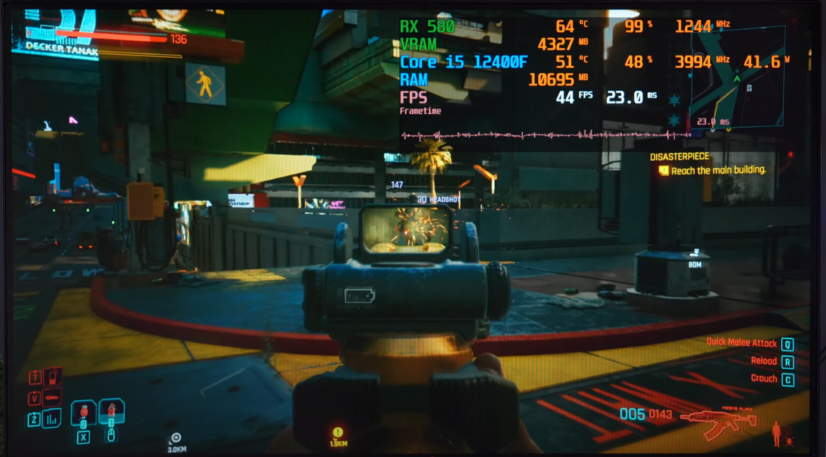 core i5 12400f va rx 580 8g cyberpunk 2077 medium