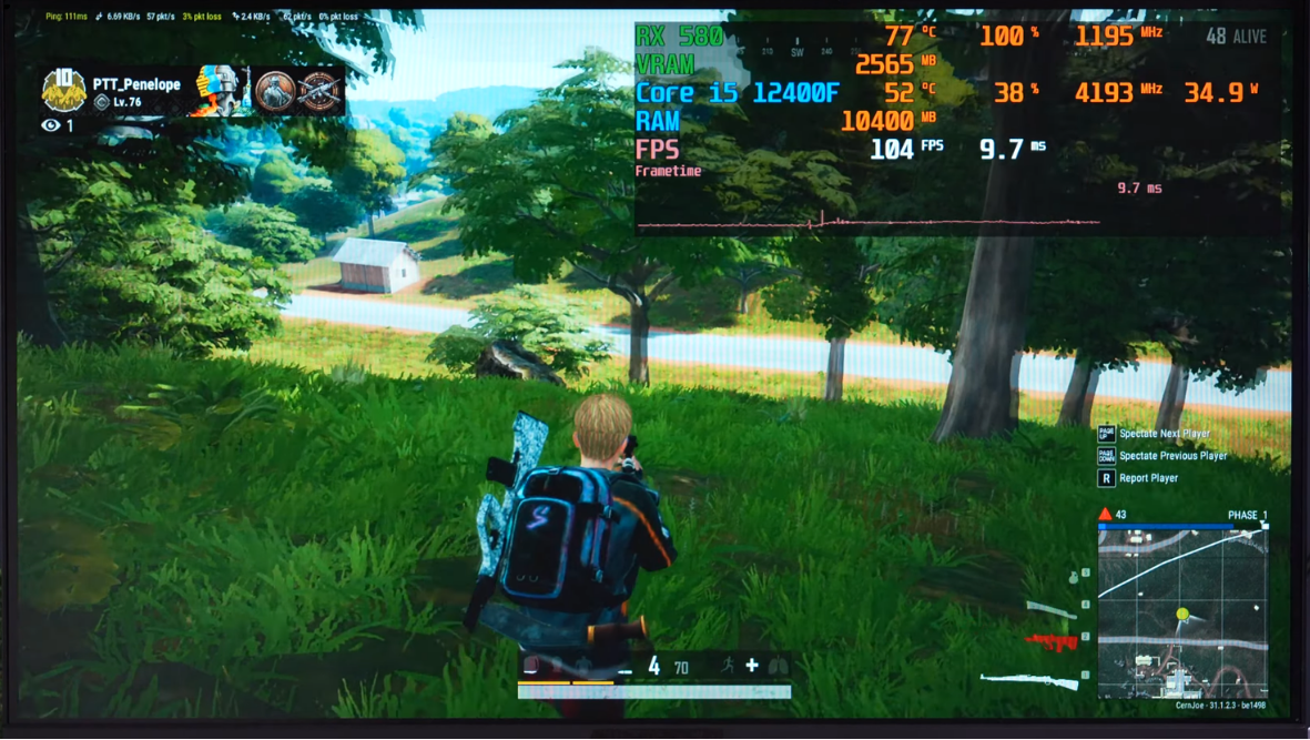 core i5 12400f va rx 580 8g pupg low