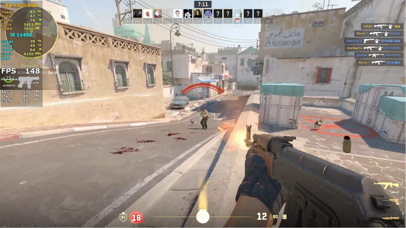 i5 11400f rx 6600 counter strike 2 1080p high 160 fps