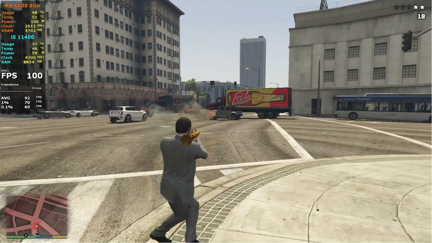 i5 11400f rx 6600 gta v 1080p very high 95 pfs