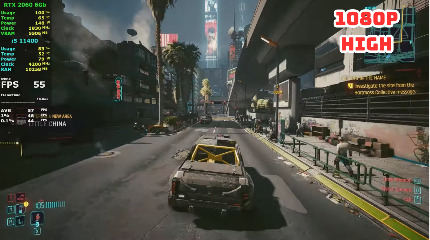 i5 11400f va rtx 2060 6g cyberpunk 2077 1080p high