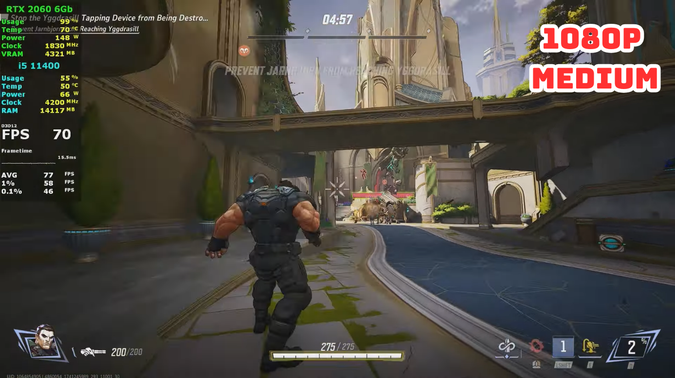 i5 11400f va rtx 2060 6g marvel rivals 1080p medium