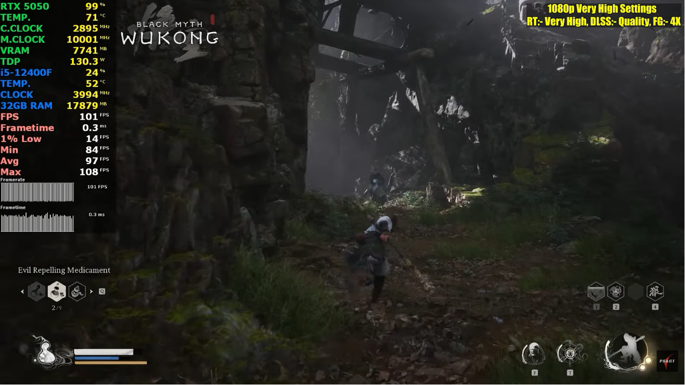 i5 12400f rtx 5050 black myth wukong full hd setting very high