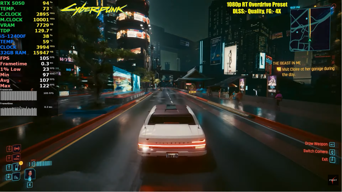 i5 12400f rtx 5050 cyberpunk 2077 full hd setting high