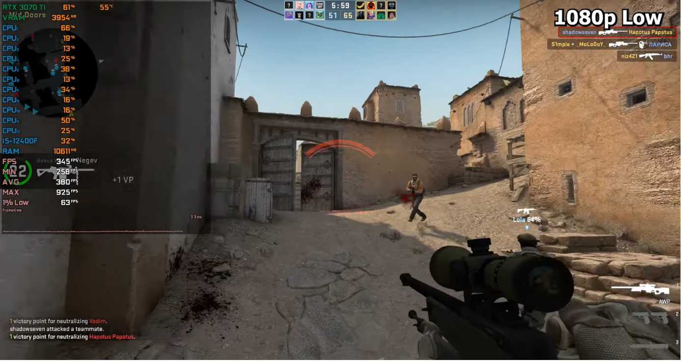 i5 12400f va rtx 3070 ti cs2 low