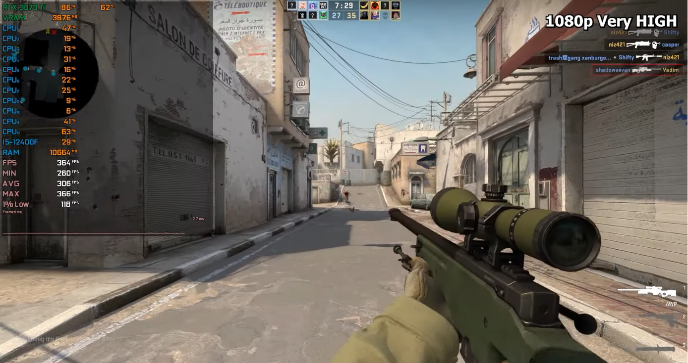 i5 12400f va rtx 3070 ti cs2 very high