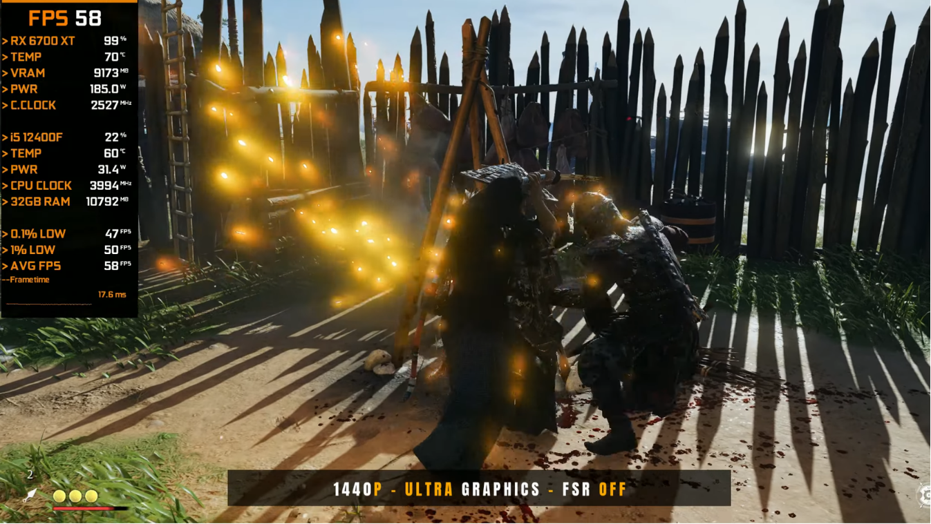 i5 12400f va rx 6700 xt ghost of tsushima 2k utra setting