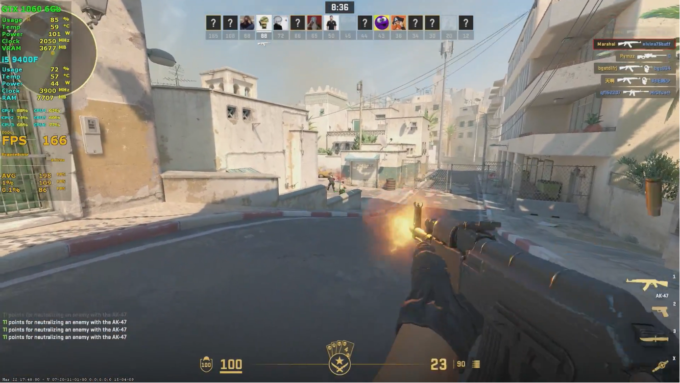 i5 9400f gtx 1060 6g counter strike 2 1080p medium 180 fps