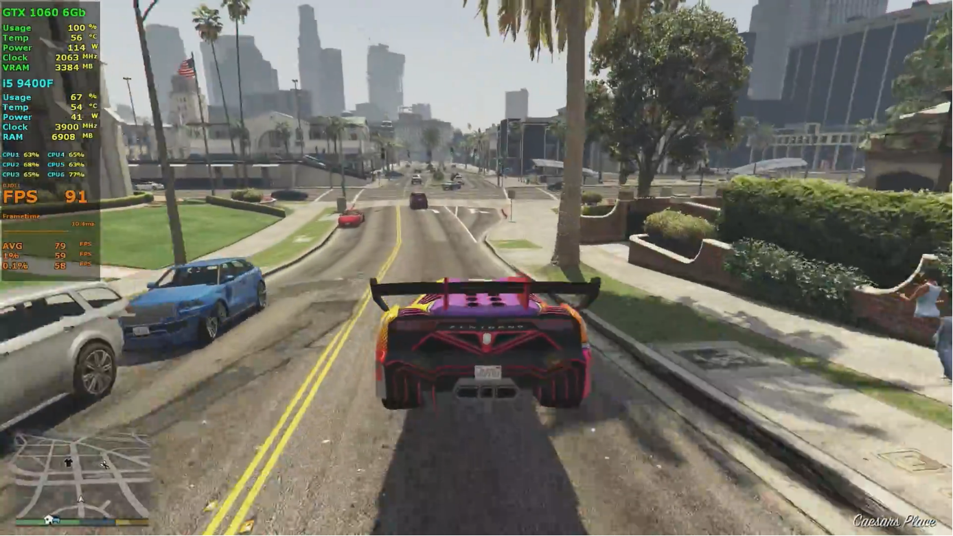 i5 9400f gtx 1060 6g gta v 1080p very high 90 fps