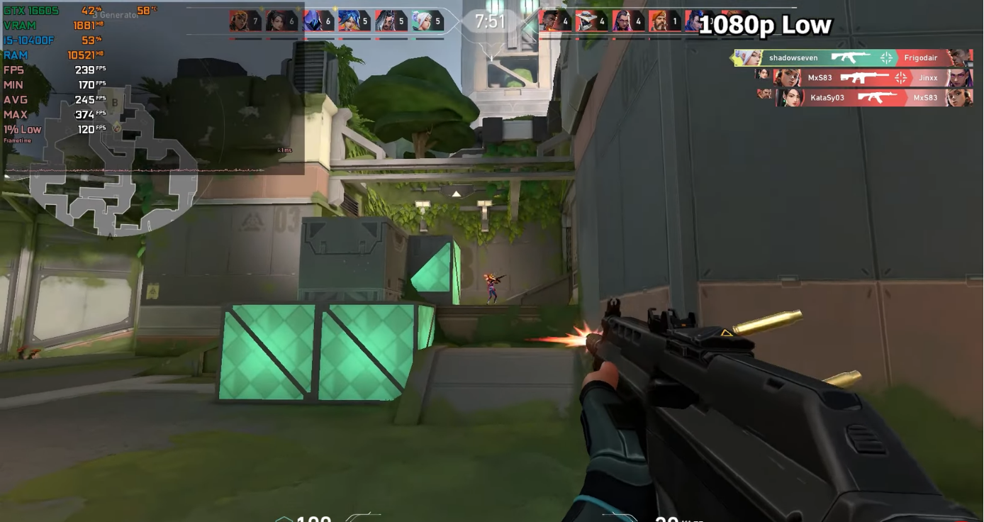 pc i5 10400f va gtx 1660 super valorant 1080 low