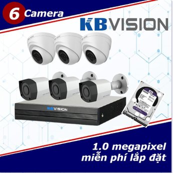 Camera Trọn Gói 6 Camera KBVISION 1.0mp 