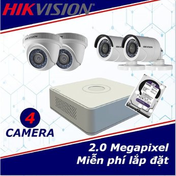 Camera trọn gói 4 camera HIKVISION 2 mp full HD
