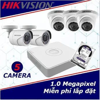 Camera Trọn Gói 5 Camera HIKVISION 1mp HD