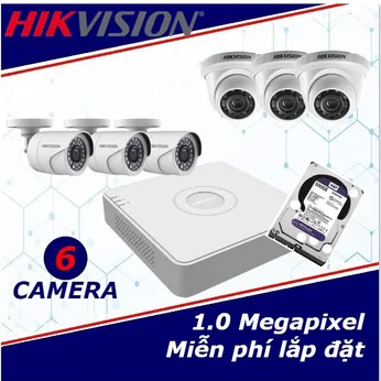 Camera Trọn Gói 6 Camera HIKVISION 1mp HD