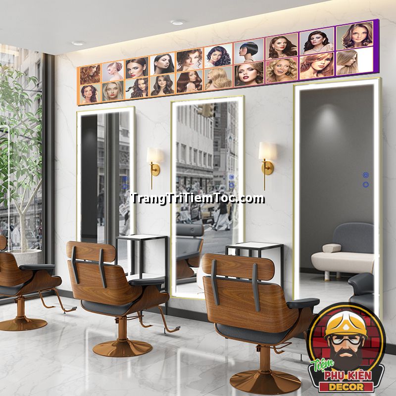 Tranh dán tường kết hợp tranh canvas treo tường trang trí tiệm tóc nữ Tranh dán tường kết hợp tranh canvas treo tường trang trí tiệm tóc nữ