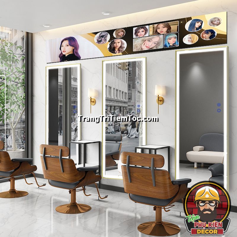 Tranh dán tường kết hợp tranh canvas treo tường trang trí tiệm tóc nữ Tranh dán tường kết hợp tranh canvas treo tường trang trí tiệm tóc nữ